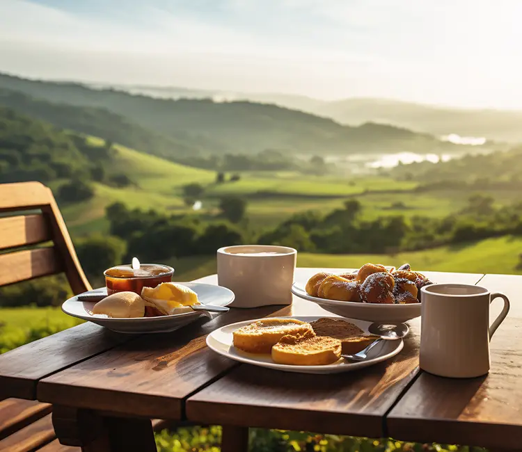Petit déjeuner face à la nature